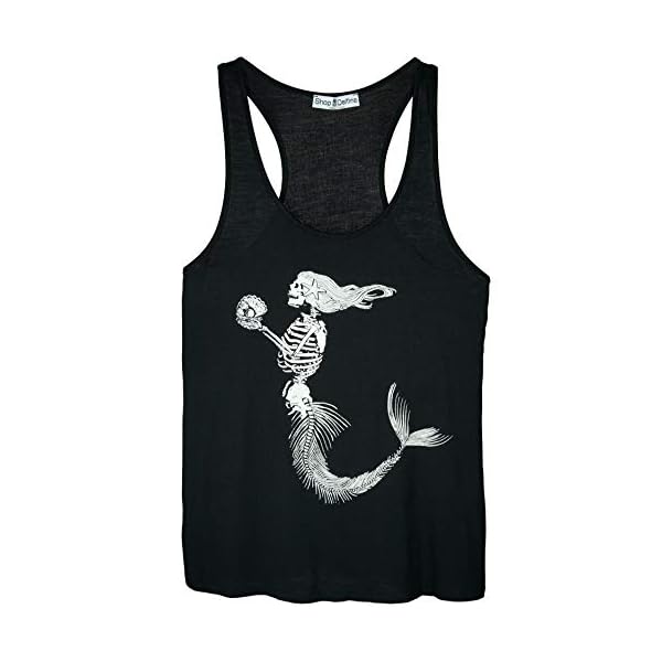 Shop-Delfina-Mermaid-Siren-Skeleton-Holding-Clam-with-Pearl-Racerback-Tank-Top Shop Delfina Mermaid Siren Skeleton Holding Clam with Pearl Racerback Tank Top (as1, Alpha, x_l, Regular, Regular, Black)