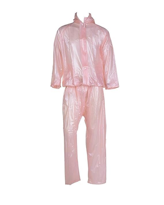 Men's|Women's PVC Waterproof Rainsuit with Hoods and Side Pocket, 100% Waterproof Portable Rainwear (Pink)