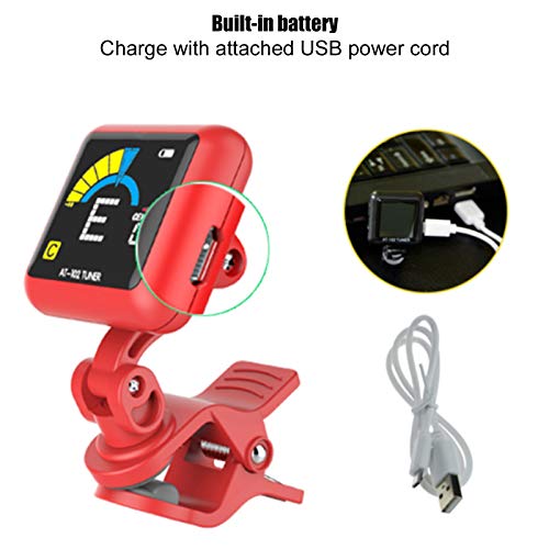 Accordeur de guitare numérique LCD à clipser rechargeable par USB pour guitare électrique, ukulélé, violon (rouge) - Les Beatles, Paul McCartney, John Lennon, RIngo Starr, George Harrison Accordeur de guitare numérique LCD à clipser rechargeable par USB pour guitare électrique, ukulélé, violon (rouge) – Image 3