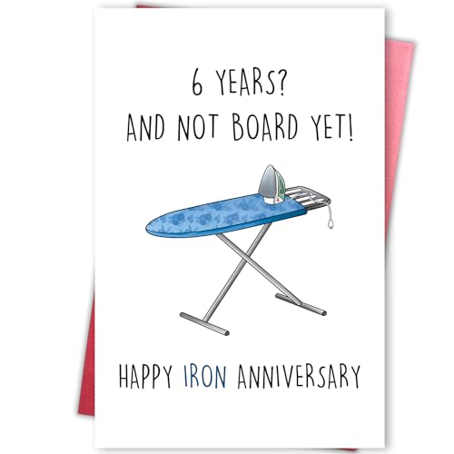 Gevinna 6th Anniversary Card for Husband Wife, Iron 6th Anniversary Card, Funny 6th...