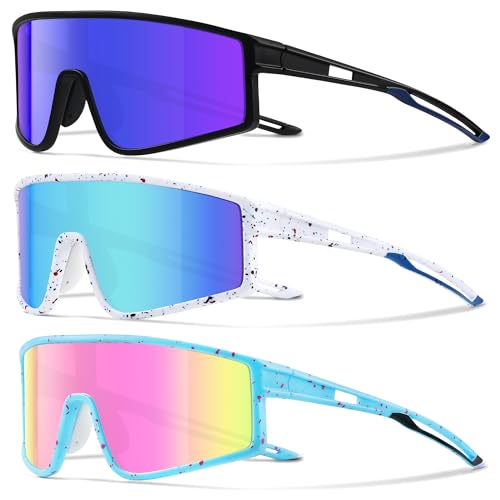 Kegrimi 3 Pack Kids Sunglasses Youth Baseball Polarized Sun Glasses Sports Cycling Running for 3-12 Boys Girls UV Protection...