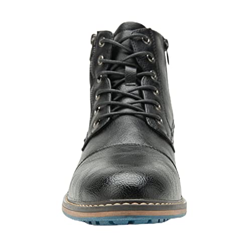 Cottimo Motorcycle Combat Work Boots For Men - Casual Black Military Oxford Boots Mens Non-Slip Ankle Chukka Boots Dress Leather Cap Toe Zipper Lmm02-Black-11 #TOP4