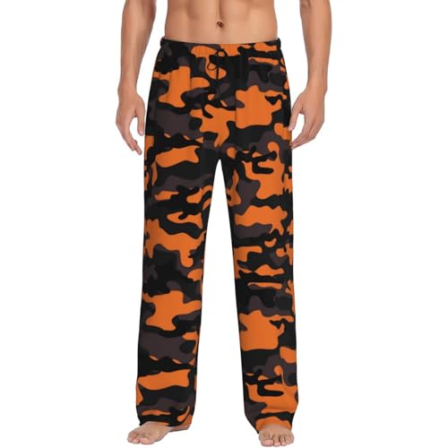 Orange Black Camouflage Mens Pj Pants,Soft Men Lounge Pants,Mens Pajama Pants Bottoms,Sleep Pants For Men4
