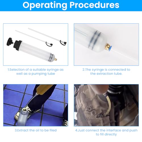 Image of STHIRA Oil Extractor Kit, Syringe-Style Oil Fluid Transfer Pump, 200cc Capacity, Manual Suction Syringe Pump Hand Transfer Pump for Refilling Brake Fluid, Power Steering Fluid, or Transmission Oil