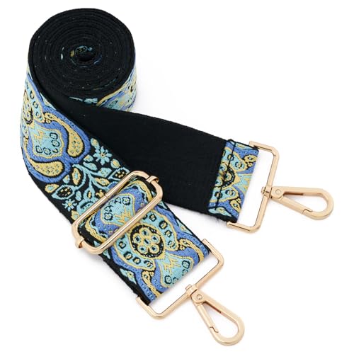 Image of Wide Shoulder Strap Adjustable Replacement Belt Guitar Style Crossbody Bag Handbag Strap Multicolor Canvas Straps(Wide:2in)(Color72)
