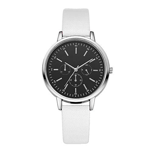 styleinside Relojes de Pulsera de Cuarzo para Mujeres con Esfera Negra Relojes Día y Fecha Calendario Banda TPU (Blanco)