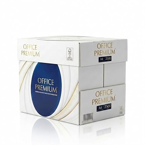 Office Premium A4 Multipurpose Printer Copier Paper 2500 Sheets (5 x 500) White BOX Compatible Printing Paper for Laser Inkjet Copy & Fax Printer Paper A4 White Printer Paper for Home & Office