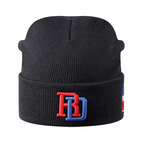 Gorro tejido con bandera Dominicana bordada para hombres y mujeres