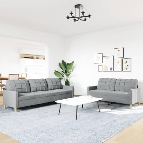 2-TLG. Sofagarnitur, Gästesofa Sofa Set, Günstig gästesofa Sofas, Wohnzimmer Sofa bodensofa, Platzsparende schlafcouch, Geeignet für Living Rooms Bedrooms Study Apartments Hellgrau Stoff – Bild 3