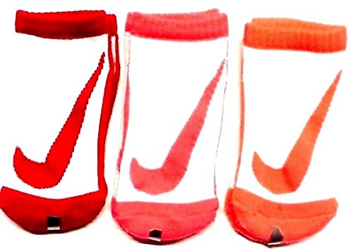 Nike Girl's 3 Pairs/Pack Big Swoosh Low Cut Socks , 9C-13C, White/Pink