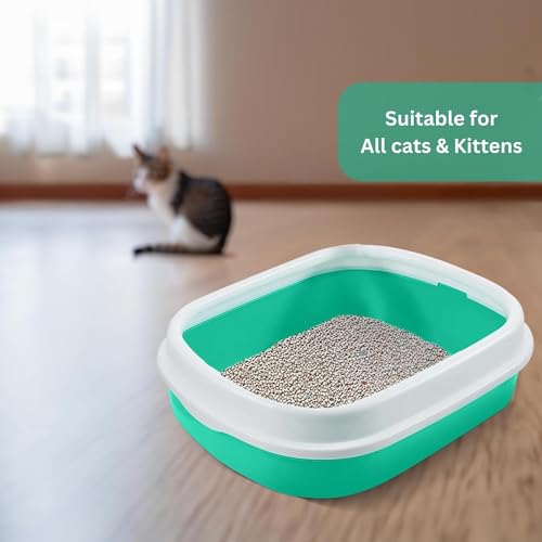 Image of Cature Care by Nature Cat Litter Tray Box for Kittens and Rabbits Open with Pedal Toilet, Large Space Capacity Sand Bowl with Pet Supplies and Free 6 L Cat Litter and Spoon (Color May Vary)