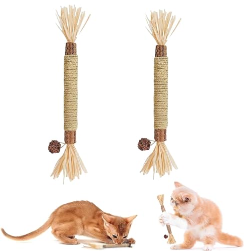KARELLS Bâtons Herbe à Chat, 2 Pièces Catnip, Bâtonnets à Mâcher Matatabi, Jouets pour Chats