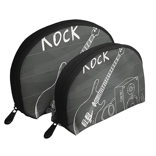 Lot de 2 trousses de maquillage de voyage avec drapeau américain - Trousse de toilette portable pour femme et fille, Love Rock, Taille unique