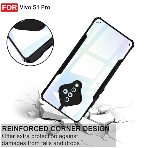 Image of Zapcase Back Case Cover for Vivo S1 Pro | Compatible for Vivo S1 Pro Back Case Cover | 360 Degree Protection Back Cover | Clear Case with Camera Protection | (TPU + PC | Matte Black)