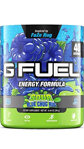 G Fuel Sour Blue Chug Rug & Raspberry Lemonade Hype Sauce Elite Energy Powder (2 Tub Bundle) #TOP1