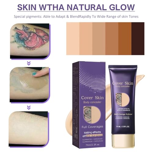 Creme All-Over Complexion Perfector, Fond de Teint Jambes, Maquillage Jambes Waterproof, Correcteur De Tatouage Professionnel,Fond de Teint Couvrant Tatouage, 74 ml, pour Tatouages – Image 5
