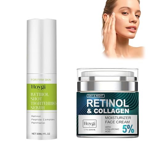 2Pcs Retinal Shot Tightening Booster,30ml Anti-Age Retinol Boost Cremas + 50ml Crema Hidratante de Retinal Colágeno,Reductor de Arrugas,Repara y Reafirma,Serum Antiarrugas para una Piel Más Joven