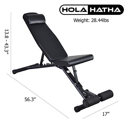 Adjustable / Foldable Weight Bench for Weightlifting and gym strength training equipment at home, Incline and Decline Workout Bench Press folds for Space Saving - No Assembly needed