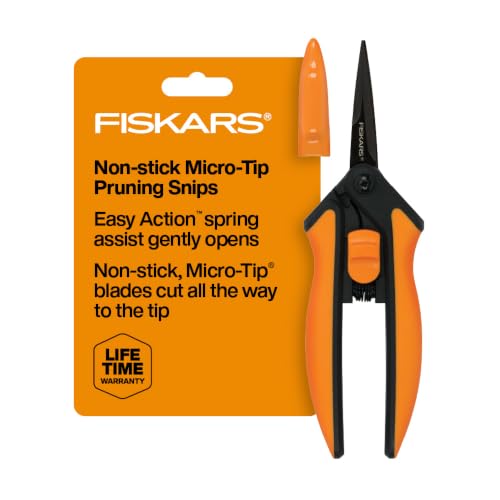Fiskars 6" Non-Stick Pruning Snips, Resin-Resistant Garden Scissors