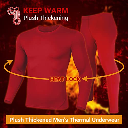 Image of PISIQI Thermal Underwear Men Ultra-Soft Long Johns Set with Fleece Lined Base Layer Winter Skiing Warm Top & Bottom Black