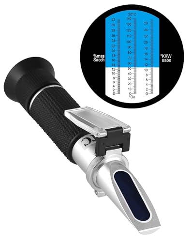LAOYE Winzer Refraktometer Wein 0-32 Brix (Zucker) 0-140 Öchsle 0-27 KMW Öchslewaage Refraktometer Weinherstellung ATC Refractometer für Messung des Zuckergehalt zur Weinbau, DE-Anleitung LAOYE Winzer Refraktometer Wein 0-32 Brix (Zucker) 0-140 Öchsle 0-27 KMW Öchslewaage Refraktometer Weinherstellung ATC Refractometer für Messung des Zuckergehalt zur Weinbau, DE-Anleitung