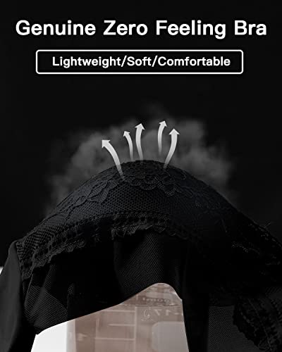Image of WOWENY Seamless Lace Bras for Women Wirefree Comfortable Mesh Padded Soft Back Smoothing Bra