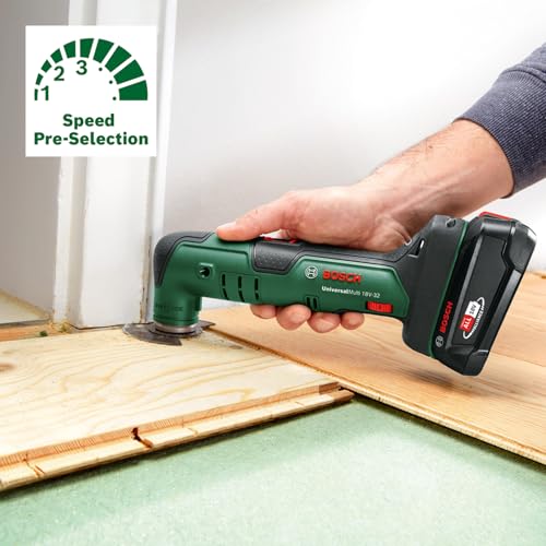 Bosch Akku-Multifunktionswerkzeug UniversalMulti 18V-32 (zum Sägen, Schneiden, Schleifen; 1x Segmentsägeblatt; 1x Tauchsägeblatt; 1x Schleifplatte; 6x Schleifblätter; 1x Tiefenanschlag; ohne Akku) – Bild 4