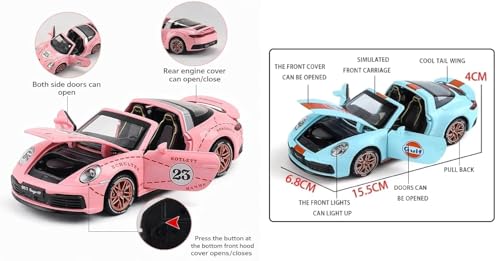 Image of Alokik 1:32 Scale Poarsche 911 Targa 4S Diecast Car Models Toys Metal Alloy 2 Openable Door and Sound & Light, Pull Back Toys Gifts for Boys Best Gift Car (Color As Per Stock)