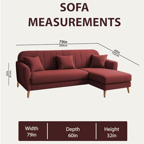 Image of Atticus RHS 4 Seater L Shape Sofa Set for Living Room (Maroon Fabric) Premium Fabric Sofa Set