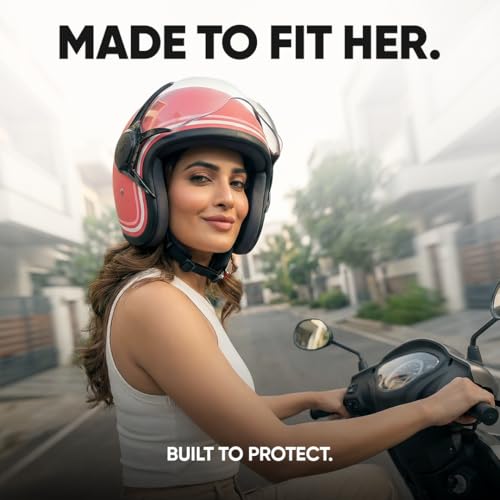 Image of TVS MissFit Women's Open Face Helmet | Lightweight Shell | Pastel Colors Designed Exclusively for Women | Extreme Comfort Fit for Girls | Clear Visor | DOT & ISI Certified