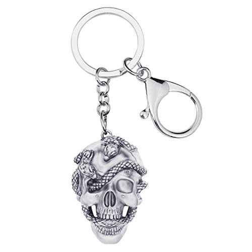 LONYOO Alliage Halloween Cool Serpent Crâne Porte-clés Gothique Bijoux Cadeaux pour Femmes Filles Sac À Main Charmes Gothique Accessoires De Voiture...