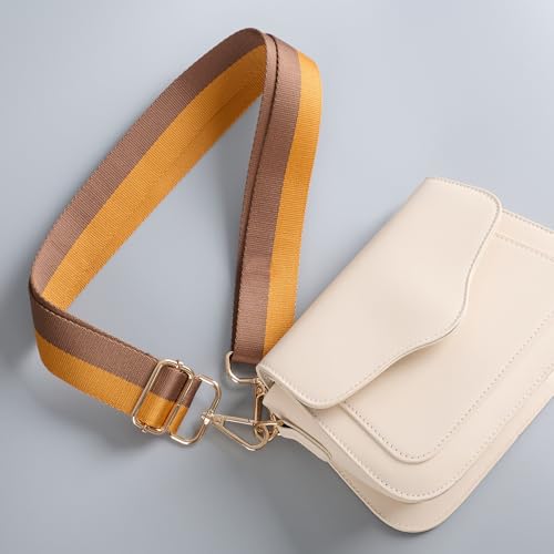 Image of chushui Purse Strap Replacement Crossbody Wide Adjustable, Bold Preppy Stripe Color Block Retro Sporty Woven with Metal Hardware 29-51 Inches for Totes Handbags
