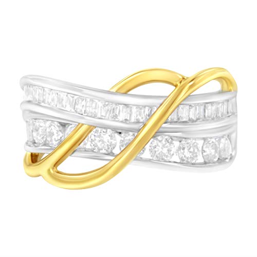 Haus of Brilliance 10K White and Yellow Gold 1 1/10 cttw Channel-Set Diamond Bypass Band Ring (J Color, I3 Clarity) – Size 7