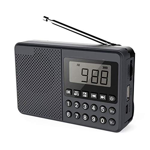 Tragbarer FM AM SW Radio-Lautsprecher Volle Band Dual-Antenne Radio U-Disk-TF-Karte MP3-Player,Schwarz