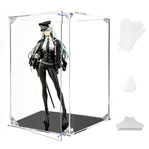 KrystaCase コレクションケース フィギュアケース アクリルケース UVカット 【マグネット式扉×前扉左右交換可能】 ディスプレイケース 積み重ね 高い透明度 耐用 防汚 防汚手袋・クリーニングクロス付き 組立簡単 フィギュア、おもちゃ、コレクション品、モデルなどに最適の商品画像（Amazon）