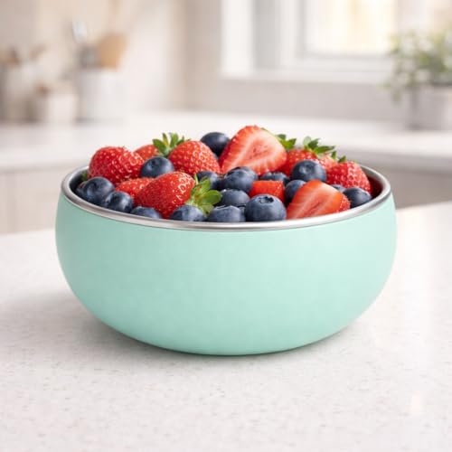 Image of Premium Stainless Steel Baby Feeding Bowl with Soft Silicone Cover | Non-Slip Grip, BPA Free & Food-Grade | Safe Feeding Bowl for Infants & Toddlers | Durable, Easy to Clean (Mint Green)