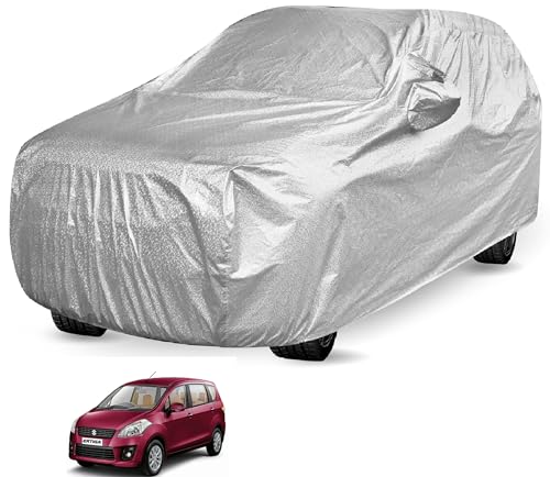 Image of Auto Hub Waterproof Car Cover Compatible with Maruti Ertiga (Model : 2012-2018) with Mirror Pocket, Soft Cotton Lining, Waterproof Ertiga Car Cover- Metallic Silver