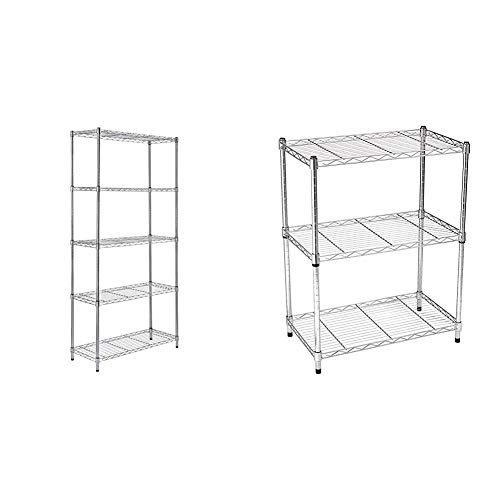 Buy Amazon Basics 5Shelf Adjustable, Storage Shelving Unit, Steel Organizer Wire Rack, Chrome