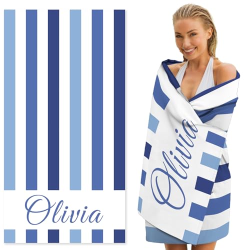 Dreamdecor Custom Beach Towel with Name Striped...