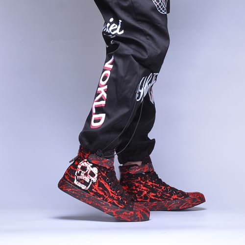 Luminous Skull Shoes for Men & Women - Gothic, Cosplay, Punk, Hand-Painted Graffiti, Halloween High Tops - Black Canvas Casual Walking Shoes4