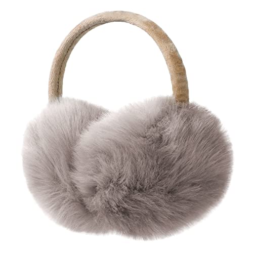 Justay Comf Ear Muffs, Women Earmuffs Faux Fur for Winter Adjustable Ear Warmer One Size,Brown