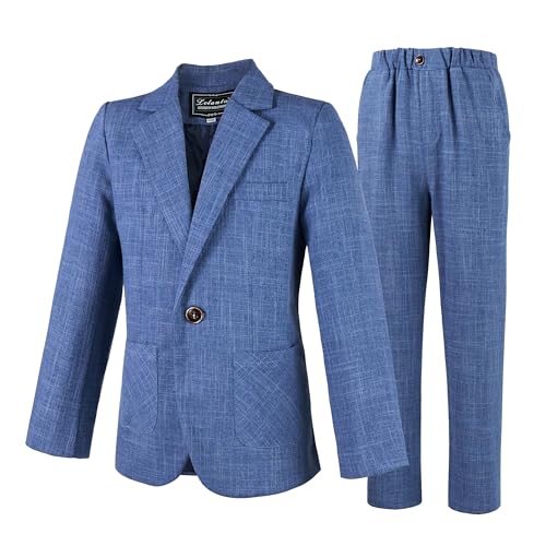 LOLANTA Conjunto de Traje de 2 Piezas para niños, Conjunto de Blazer y pantalón para niños, Ropa de Ocio o Vestido de Fiesta de Boda, Azul Claro, 11 12 años, 160