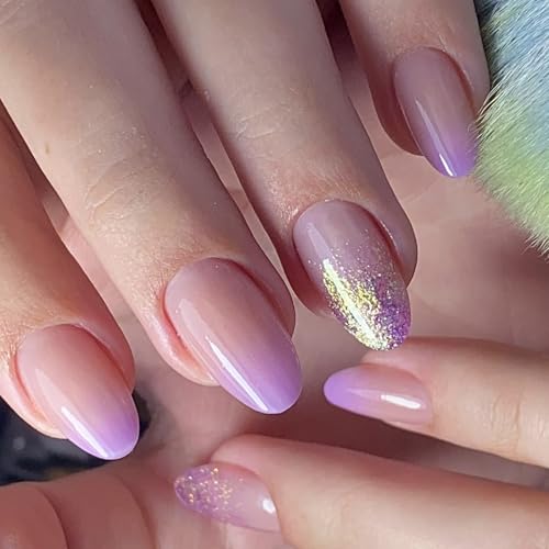 Press on Nails Almond Shaped Fake Nails Glossy Stick on Nails Natural Full Covers False Nails Acrylic Glues on Nails - Image 6