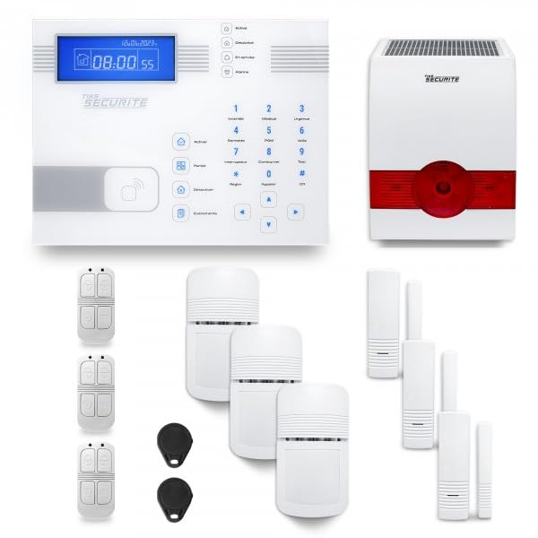 Alarme maison sans fil SHBi 3 à 4 pièces mouvement + intrusion + sirène extérieure solaire - Avec module GSM