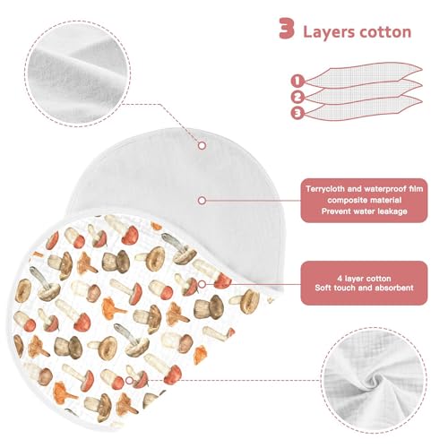 Image of Muslin Baby Burp Cloths, Forest Mushroom Muslin Baby Bibs Rags Comfy Soft Absorbent in for Newborn Boys and Girls 2 Piece 22 x 11 Inch