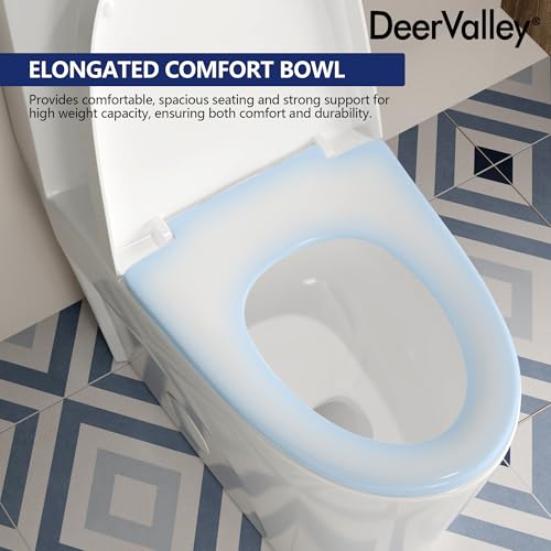 Image of DeerValley One-Piece Modern Toilet with Comfort Height | Elongated Bowl & Dual Flush | Seat Included