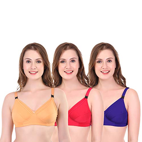 Image of Women Maternity Non Padded Bra - Made of Pure Cotton Full Coverage Non Wired Seamless Pushup Soft Cup for T-Shirt Saree Dress Sports Garment for Daily Use Everyday