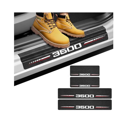 Newace Car Door Sill Protectors for Dodge RAM 3500 Accessories- 4Pcs Door Entry Guard Scuff Sill Protector Plate- Carbon Fiber Anti-Scratch Sticker- Upgraded Full Coverage