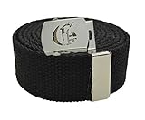 ACCmall Old English Initial G Canvas Military Web Black Belt & Silver Buckle 60 Inch