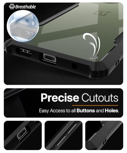 Image of WOW IMAGINE Shock Proof Clear Protective Back Case for 1+ OnePlus 13s 5G - AirEDGE Technology | 360 Degree Camera Protection | Transparent Hybrid Back Case Mobile Cover - Black